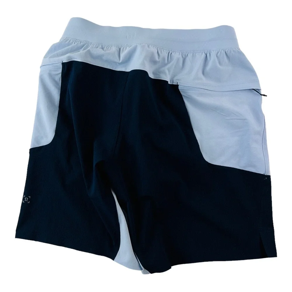 Lululemon Lt Blue & Navy Colorblock Lined Athletic Stretch Shorts Men Size Small - Picture 5 of 6